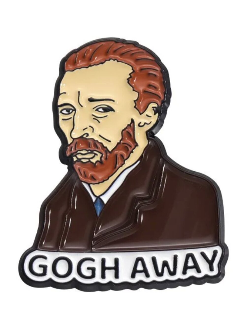 Funny Gogh Away Enamel Pin – Vincent van Gogh Pun Brooch Artist Lapel Pin